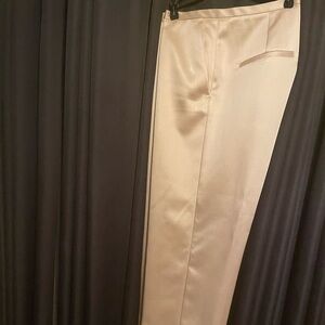 Cream Holiday Satin Pants